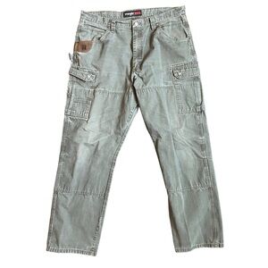 Wrangler Riggs Workwear Pants 38 31 Gray Ripstop Cotton Material Straight